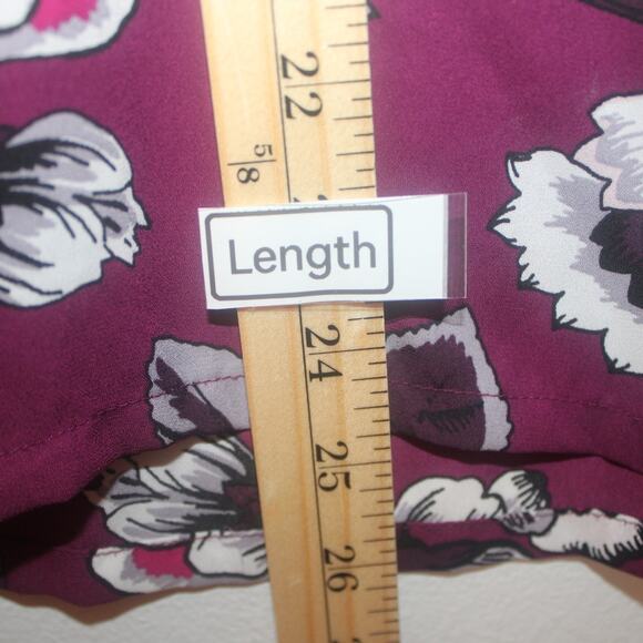 LOFT Women’s Floral Long Sleeve Blouse Size Medium Petite Purple Work Top - Picture 6 of 9